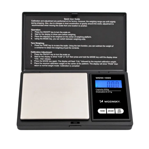 Wozinsky WDW-1000 Ékszermérleg 200g 0.01g Pontosságú Megvilágítással - Fekete - 2