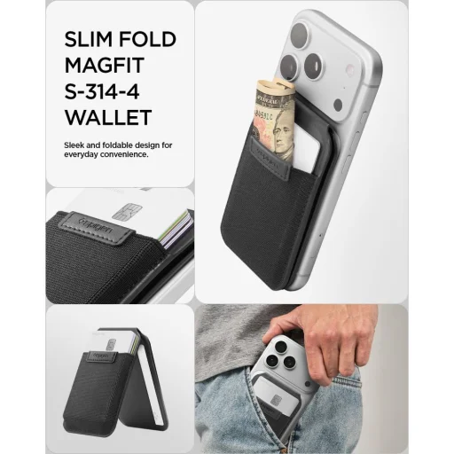 Spigen S314-4 Slim Fold Tripod Wallet MagSafe fekete - 9