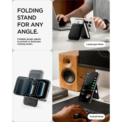 Spigen S314-4 Slim Fold Tripod Wallet MagSafe fekete - 11