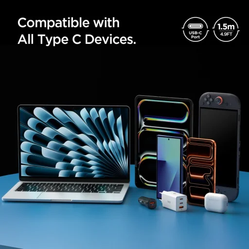 Spigen Essential EB6015CC kábel Type-C 60W 150 cm tmavosivý - 7
