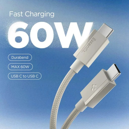 Spigen Essential EB6015CC Type-C USB-C / USB-C kábel 60W 150 cm prírodný titán - 2