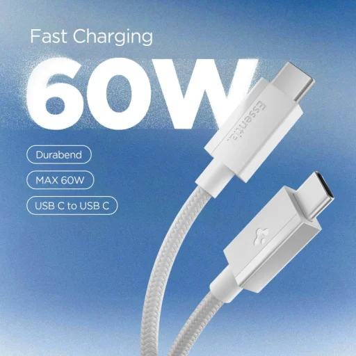 Spigen Essential EB6015CC Type-C USB-C / USB-C kábel 60 W 150 cm biely - 2
