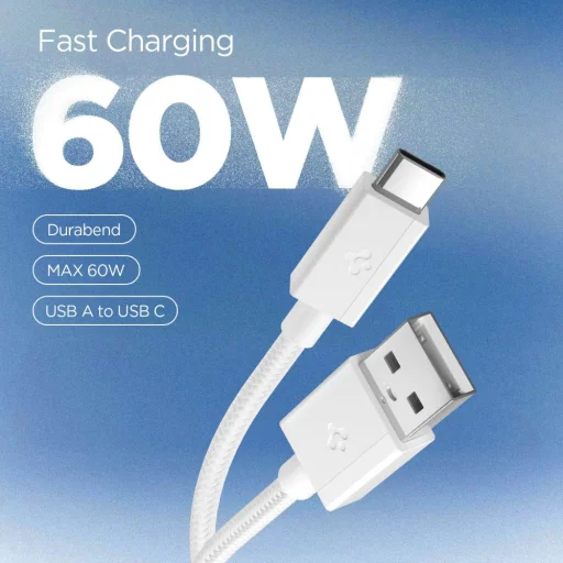 Spigen Essential EB6015AC Type-C USB kábel 60W 150 cm biely - 3