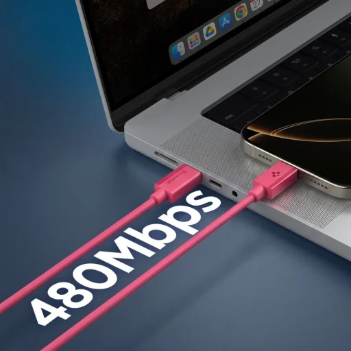 Spigen Essential EB6010CC Type-C USB kábel 60W 100 cm ružový - 6