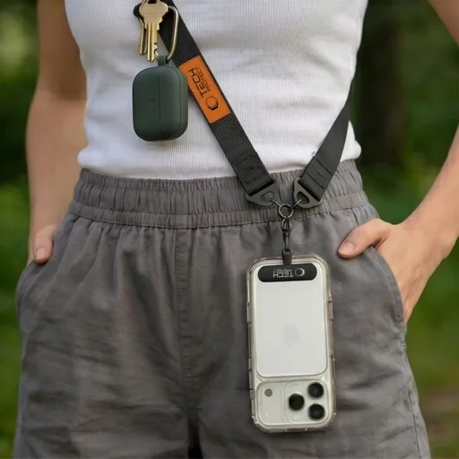 Tech-Protect C9S Rope Crossbody fekete/narancssárga nyakpánt mobiltelefonhoz - 6