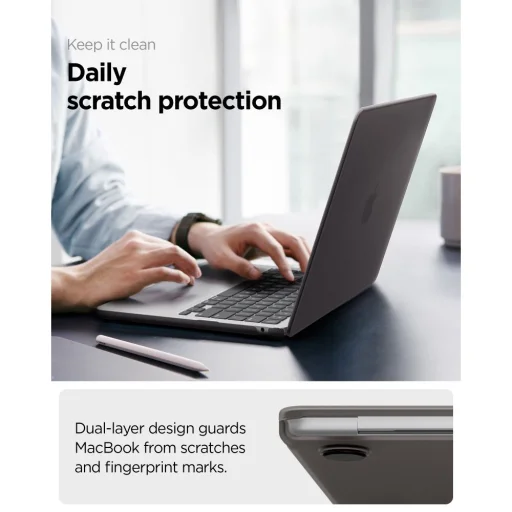 MacBook Air 13 (M2 / M3 / M4 / M5 / 2023–2026) Spigen AirSkin matt fekete tok - 9