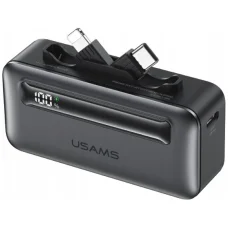 USAMS XB-Series CD233 5000mAh PD 20W powerbanka s USB-C / Lightning káblom strieborná