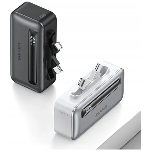 USAMS XB-Series CD233 5000mAh PD 20W powerbanka s USB-C / Lightning káblom strieborná - 2