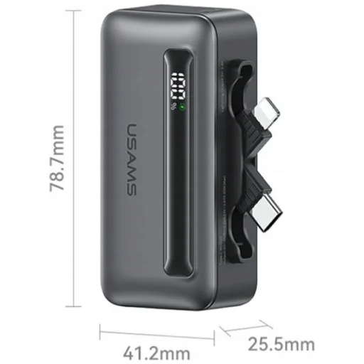 USAMS XB-Series CD233 5000mAh PD 20W powerbanka s USB-C / Lightning káblom strieborná - 5
