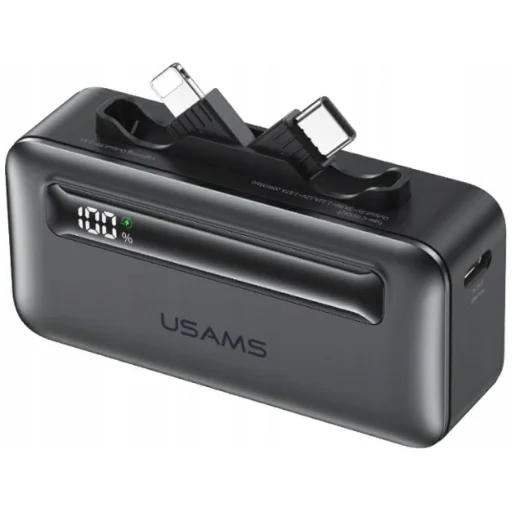 USAMS XB-Series CD233 5000mAh PD 20W powerbanka s USB-C / Lightning káblom strieborná - 1