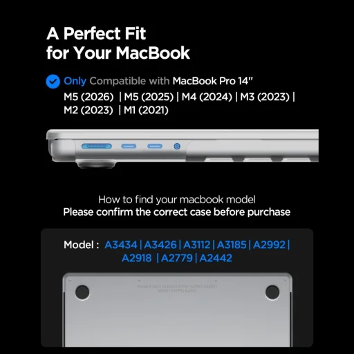 MacBook Pro 14 2021-2026 Spigen AirSkin matný priehľadný kryt - 12