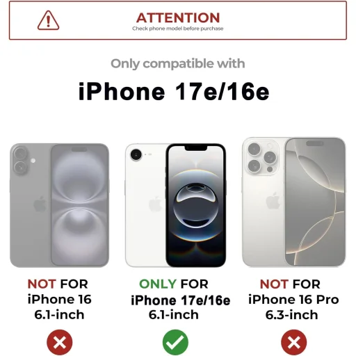 Dexnor iPhone 17e / iPhone 16e tok beépített kijelzővédővel, kameravédő csúszkával, kitámasztóval és MagSafe kompatibilitással – fekete - 2
