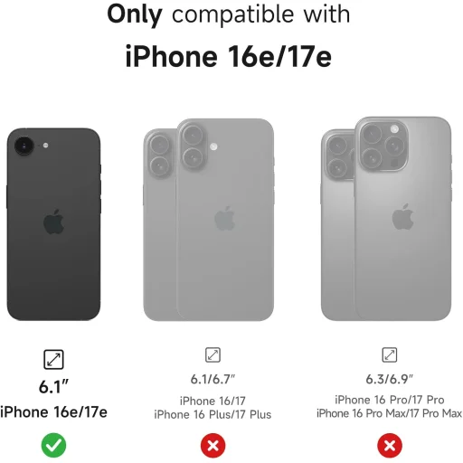 Suritch iPhone 16e / 17e MagSafe kompatibilis ütésálló tok kitámasztóval és kameravédővel – fekete - 2