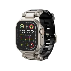 Dexnor Apple Watch Ultra 2 / Ultra 49 mm szíj strapabíró fém csatlakozóval és rozsdamentes acél kivitelben fekete