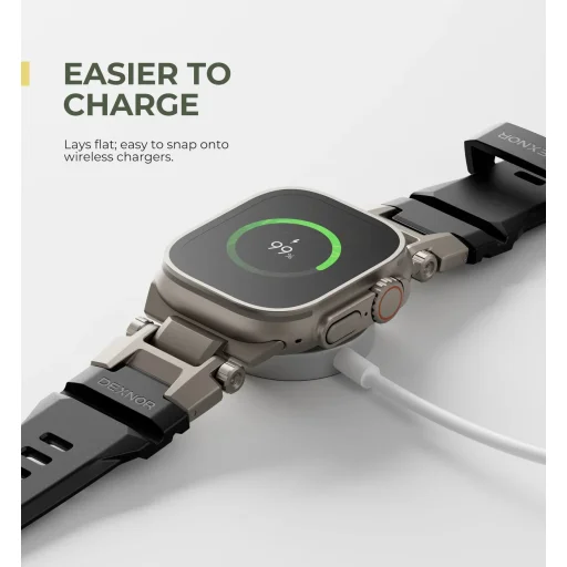 Dexnor Apple Watch Ultra 2 / Ultra 49 mm szíj strapabíró fém csatlakozóval és rozsdamentes acél kivitelben fekete - 3