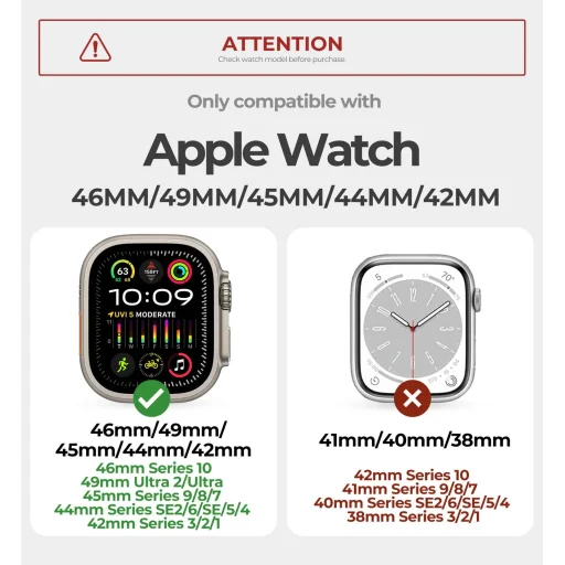 Dexnor Apple Watch Ultra 2 / Ultra 49 mm szíj strapabíró fém csatlakozóval és rozsdamentes acél kivitelben fekete - 4