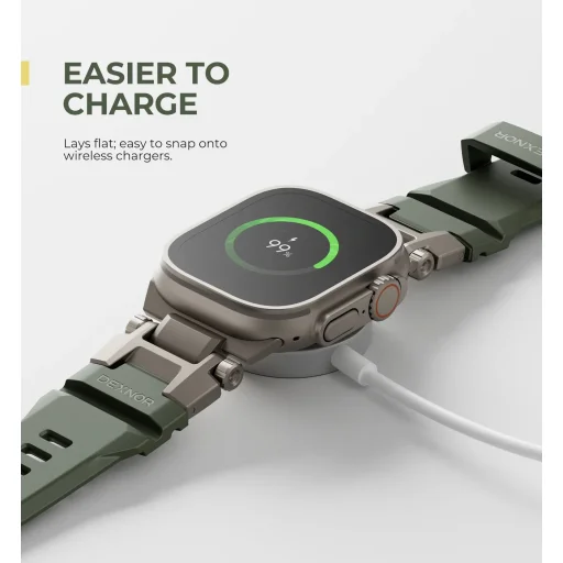 Dexnor Apple Watch Ultra 2 / Ultra 49 mm rozsdamentes acél szíj strapabíró fém csatlakozóval Army Green - 2
