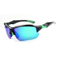 Techsuit - Kerékpáros szemüveg (9301) - Kerékpározáshoz és szabadtéri sporttevékenységekhez, UV védelemmel, Unisex - Fekete / Zöld