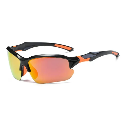 Techsuit - Biciklis szemüveg (9301) - Kerékpározáshoz és szabadtéri sport tevékenységekhez, UV védelemmel, Unisex - Fekete / Narancs - 1