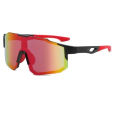 Techsuit - Biciklis szemüvegek (9337) - Kerékpározáshoz, Sport szabadtéri tevékenységekhez, UV védelemmel, PC keret, Unisex - Fekete / Piros