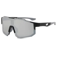 Techsuit - Cyklistické okuliare (9337) - Na cyklistiku, outdoorové športové aktivity, s UV ochranou, PC rám, unisex - Čierna / Strieborná