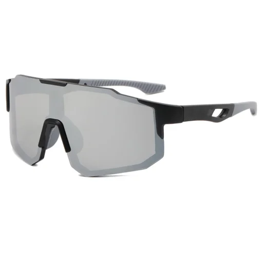 Techsuit - Cyklistické okuliare (9337) - Na cyklistiku, outdoorové športové aktivity, s UV ochranou, PC rám, unisex - Čierna / Strieborná - 1