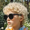 Techsuit - Detské polarizované slnečné okuliare (627) - UV ochrana, sivé šošovky, TR rám - čierne, thumbnail