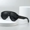 Techsuit - Slnečné okuliare (3991) - Dámske, PC rám, Retro Glamour, Nadrozmerné Aviator zo 70. rokov, Dizajnom inšpirované - Čierne thumbnail