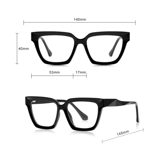 Techsuit - Okuliare proti modrému svetlu Reflex PC (LS083) - Dámske, Veľké, Hranaté - Čierne - 5