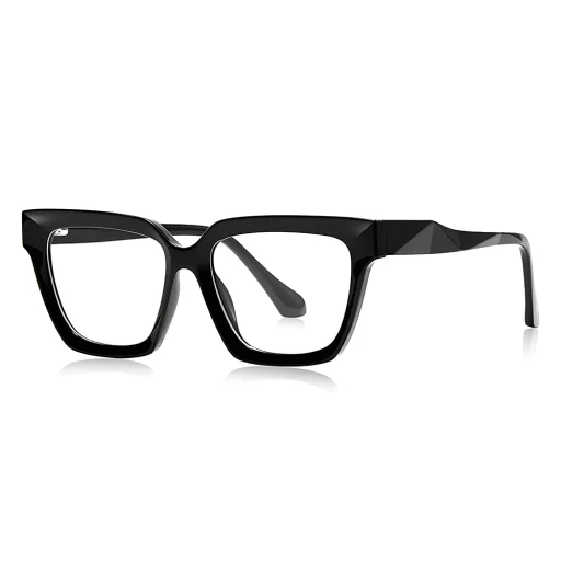 Techsuit - Okuliare proti modrému svetlu Reflex PC (LS083) - Dámske, Veľké, Hranaté - Čierne - 1