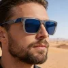 Techsuit - Polarizačné slnečné okuliare (8500) - pánske, šošovky TAC UV400, rovný horný rám, ležérny vzhľad, antireflexné - čajová thumbnail