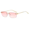 Techsuit - Prémiové slnečné okuliare (S098) - Pre ženy, Štvorcové šošovky, Bezrámové, Štíhle kovové stranice, Ultraľahké - Zlatá / Ružová thumbnail