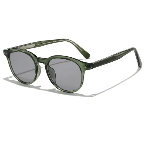 Techsuit - Slnečné okuliare (99046) - Unisex, Ľahký rám TR90, Okrúhly dizajn, Jednodielna nosová opierka - Zelená - 1