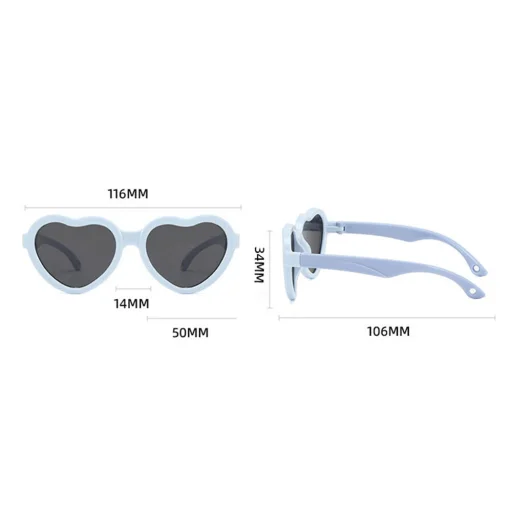 Techsuit - Detské polarizačné slnečné okuliare (23070) - UV ochrana, sivé šošovky, TPEE rám, v tvare srdca - čierna / červená, - 7