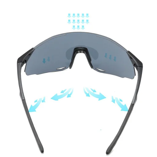 Techsuit - Cyklistické okuliare (8853) - Na cyklistiku, Outdoorové športové aktivity, Rám TR90, Unisex - Čierna / Strieborná - 4