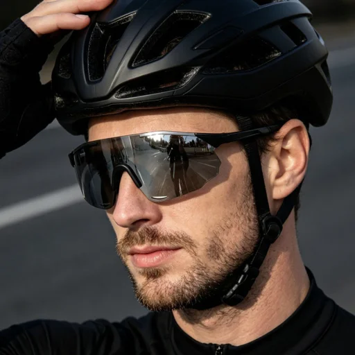 Techsuit - Cyklistické okuliare (8853) - Na cyklistiku, Outdoorové športové aktivity, Rám TR90, Unisex - Čierna / Strieborná - 5