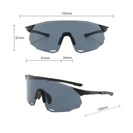 Techsuit - Cyklistické okuliare (8853) - Na cyklistiku, Outdoorové športové aktivity, Rám TR90, Unisex - Čierna / Strieborná - 7