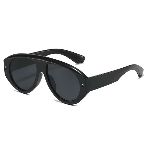 Techsuit - Slnečné okuliare (3991) - Dámske, PC rám, Retro Glamour, Nadrozmerné Aviator zo 70. rokov, Dizajnom inšpirované - Čierne - 1