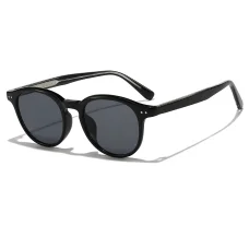 Techsuit - Slnečné okuliare (99046) - Unisex, ľahký rám TR90, okrúhly dizajn, jednodielna nosová opierka - čierna