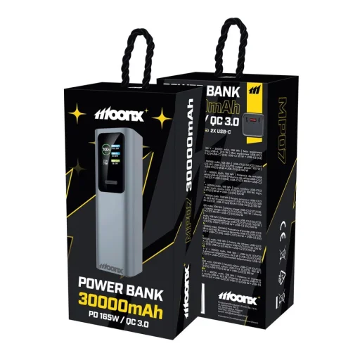 MOONX MP07 PD externá batéria 165W 2xUSB-C + 1xUSB QC3.0 22.5W 30000mAh strieborná - 6