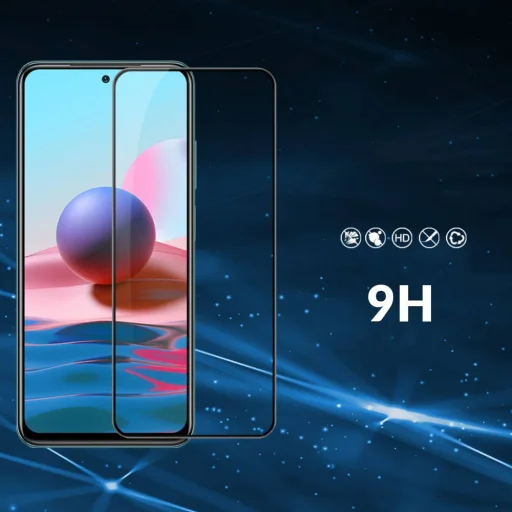 Xiaomi Redmi Note 10 Kijelzővédő 5D üvegfólia fekete - 7