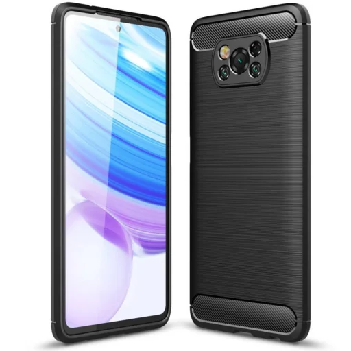 Carbon szénszál mintájú TPU tok XIAOMI POCO X3 fekete - 1
