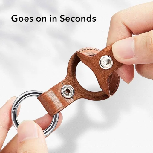 ESR Metro Apple AirTag bőr tok kulcstartóra kék - 4