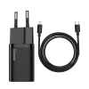 Baseus Super Si Hálózati töltő adapter QC + USB Type-C - Lightning 1m kábel 20W fekete (TZCCSUP-B01) thumbnail