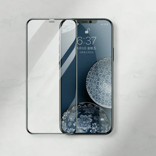 Joyroom Knight Series 2,5D KIjelzővédő üvegfólia kerámiával iPhone 12 mini fekete (JR-PF612) - 11