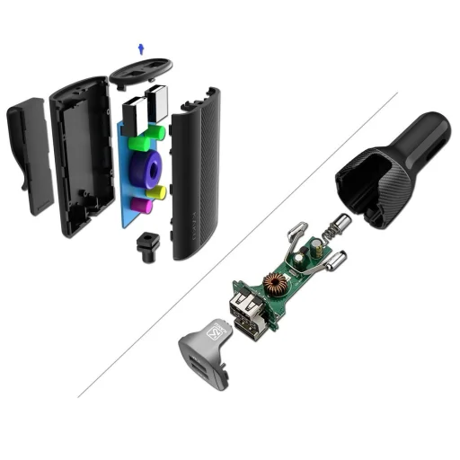 4x USB Univerzális autós szivargyújtós töltő 1.8m kábellel fekete KAKU - 2