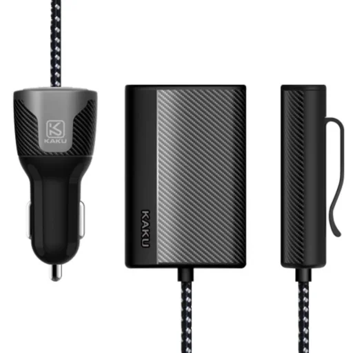 4x USB Univerzális autós szivargyújtós töltő 1.8m kábellel fekete KAKU - 1