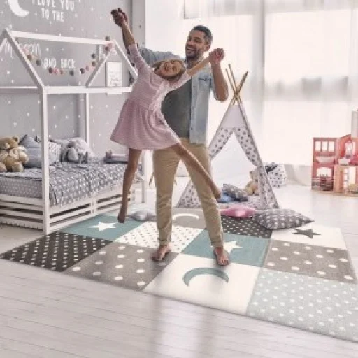 Csillag és hold mintás 3D hatású gyerekszőnyeg 120x170cm - 2