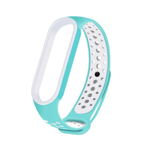 Szilikon Xiaomi Mi Band 3/ 4 pontozott óraszíj türkiz/ fehér - 2