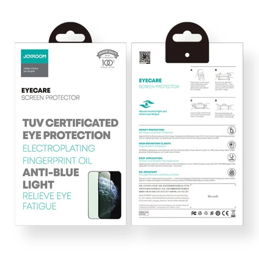 Joyroom Knight Series 2,5D KIjelzővédő üvegfólia Anti-Blue szem védelemmel iPhone 12 Pro MAX fekete (JR-PF600) - 11
